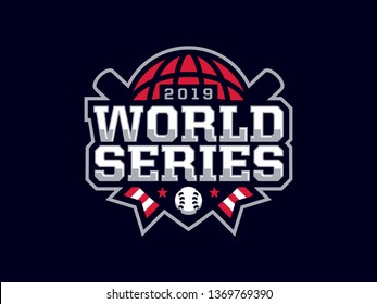 Modern professional emblem logo world series for baseball games
