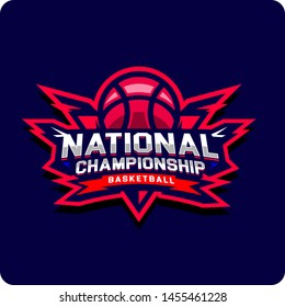 Modern professional emblem National Championship Basketball Sports, Typography