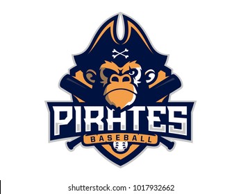 Modern professional emblem pirates monkey for baseball team