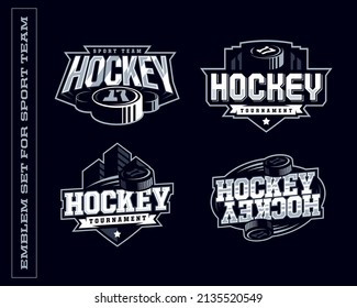 Modern professional emblem set for hockey teams