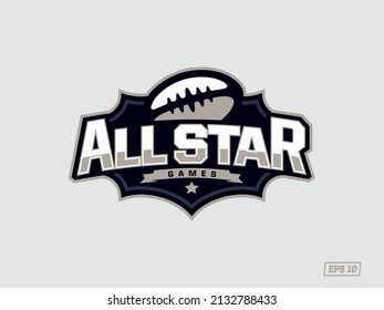 Modern professional emblem-logo with the image of a American Fooltaball ball. All Star 
