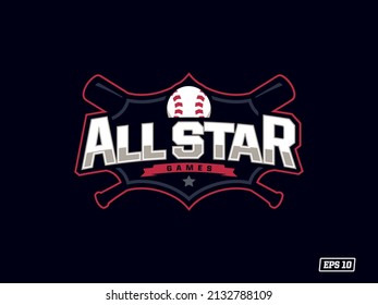 Modern professional emblem-logo with the image of a baseball ball. All Star 
