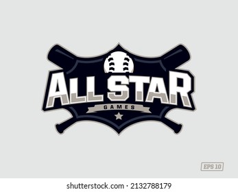 Modern professional emblem-logo with the image of a baseball ball. All Star 