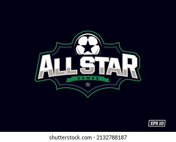Modern professional emblem-logo with the image of a soccer ball. All Star 