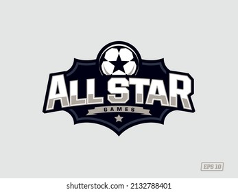 Modern professional emblem-logo with the image of a soccer ball. All Star 
