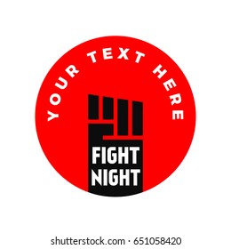 Modern professional fighting logo design. Fight night sign. Vector illustration of hand