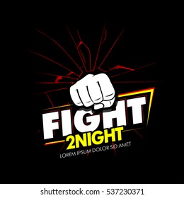 Modern professional fighting poster template logo design with fist. Isolated vector illustration.