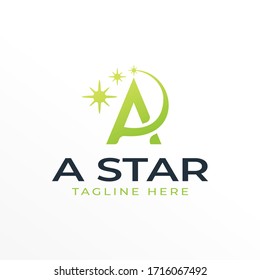 Modern Professional Future Logo Design, Initials of Letter A with Star Icon or Asteroid Space