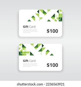 Modern and professional gift voucher or gift card template with green colored artwork