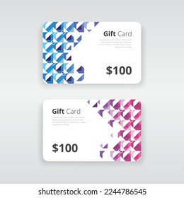 Modern and professional gift voucher or gift card template with purple and blue gradient artwork 