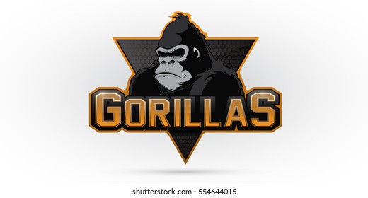 Modern professional gorilla logo for a sport team. Vector logo on a white background.