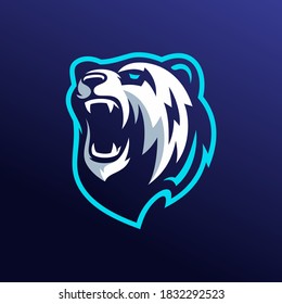Modern professional grizzly bear logo for a sport team
