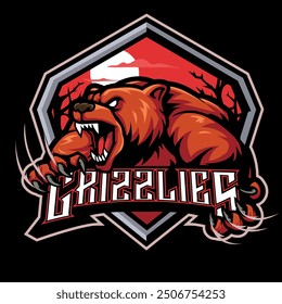 Modern professional grizzly bear logo for a sport team