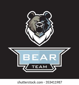 Modern professional grizzly bear logo for a sport team