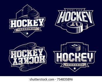 Modern professional hockey logo set for sport team.