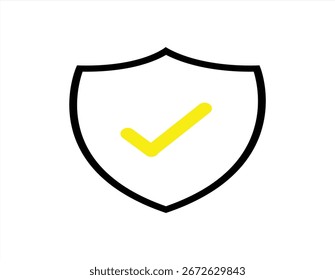 Un icono moderno y profesional con un escudo con una marca de verificación, que simboliza la seguridad, la verificación y la protección. Ideal para su uso en App, Sitios web y presentaciones relacionadas con la seguridad de los datos.