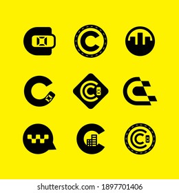 Modern professional icon set C for taxi industry