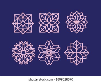 Modern professional icon set flower pattern in purple theme