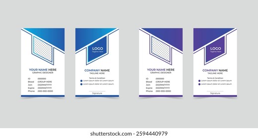 A Modern And Professional ID Card Design, Minimalist Layout With Space For Employee Details, Company Branding, And A Photo.