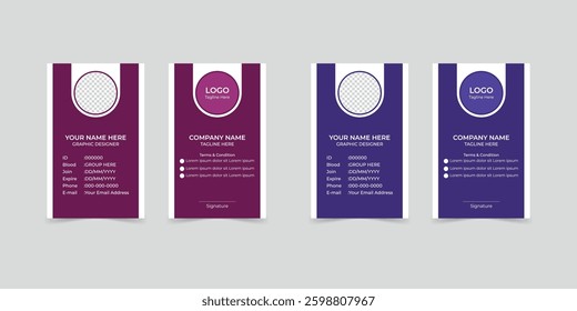 A Modern And Professional ID Card Design, Minimalist Layout With Space For Employee Details, Company Branding, And A Photo.