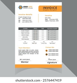 A modern and professional invoice design with a clean layout and customizable fields, offering a simplified invoicing solution for your business. Thank You