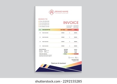 Modern professional invoice design template