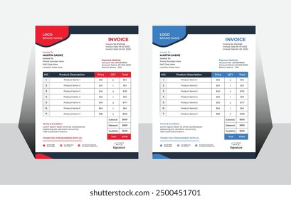 Modern professional invoice template design