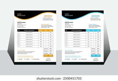 Modern professional invoice template design