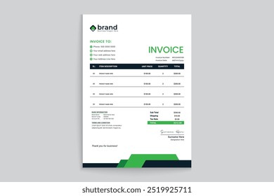 Design de modelo de fatura profissional moderno