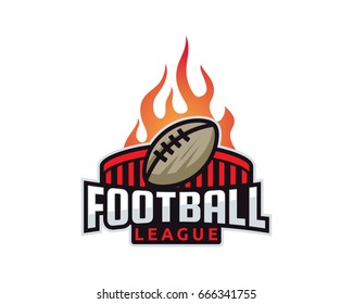 Modern Professional Isolated Sports Badge Logo - Flaming Football League