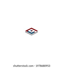A modern and professional isometric vector logo featuring the letter 'A' integrated into a layered, diamond-shaped geometric icon. Using a bold red and navy blue color palette, this clean design is perfect for construction firms, architecture studios, tech startups, and engineering companies. Represents stability, precision, and multi-dimensional growth.