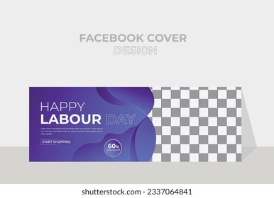 Modern Professional Labor day social media Facebook cover. 