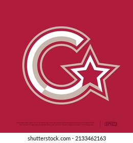 Modern professional letter emblem for extreme games with the image of the letter C with a star

