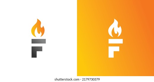 Modern and professional letter F initials fire torch logo design