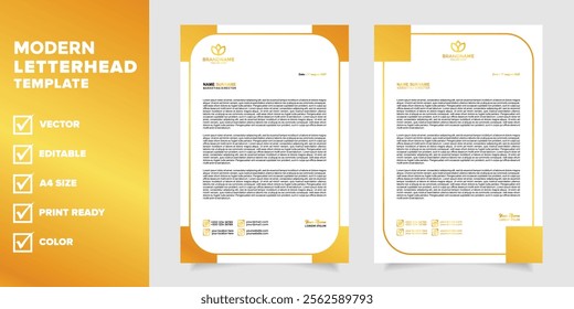 modern professional letterhead design template with gold luxury color 