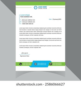 Modern and professional letterhead template, perfect for corporate branding and official documents. Fully customizable, well-organized, and print-ready for high-quality output . Thank You .