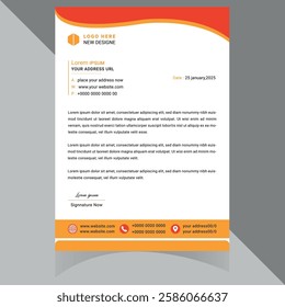 Modern and professional letterhead template, perfect for corporate branding and official documents. Fully customizable, well-organized, and print-ready for high-quality output . Thank You .