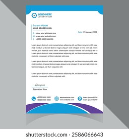 Modern and professional letterhead template, perfect for corporate branding and official documents. Fully customizable, well-organized, and print-ready for high-quality output . Thank You .