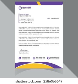 Modern and professional letterhead template, perfect for corporate branding and official documents. Fully customizable, well-organized, and print-ready for high-quality output . Thank You .