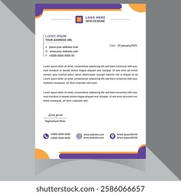 Modern and professional letterhead template, perfect for corporate branding and official documents. Fully customizable, well-organized, and print-ready for high-quality output . Thank You .