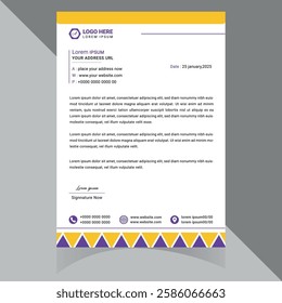 Modern and professional letterhead template, perfect for corporate branding and official documents. Fully customizable, well-organized, and print-ready for high-quality output . Thank You .