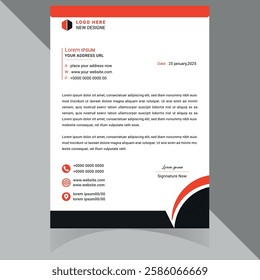 Modern and professional letterhead template, perfect for corporate branding and official documents. Fully customizable, well-organized, and print-ready for high-quality output . Thank You .