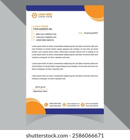 Modern and professional letterhead template, perfect for corporate branding and official documents. Fully customizable, well-organized, and print-ready for high-quality output . Thank You .