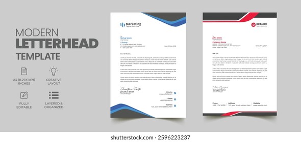 Modern Professional Letterhead Templates Creative Business Letterhead Designs for Corporate 