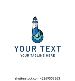 Modern professional lighthouse logo, emblem harbor logo, lighthouse logo design vector