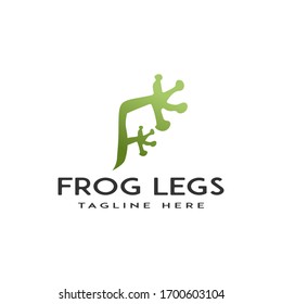 Diseño moderno de logotipos profesionales, vector de piernas de rana o letra F forman una pierna/pies