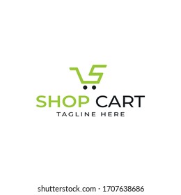 Modern professional logo design template, Letter S with shopping cart or trolley