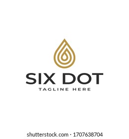 Modern professional logo design template, Number six with drop or water