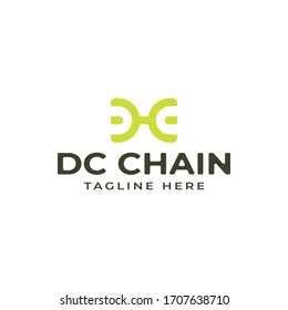 Modern professional logo design template, Letter DC with chain vector or bicycle chain