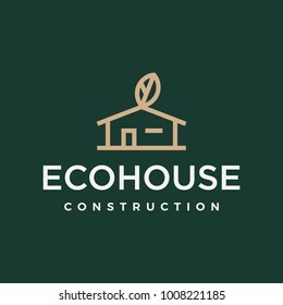 Modern professional logo eco house construction on green background